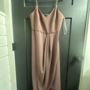 Elegant Mauve Spaghetti Strap Dress